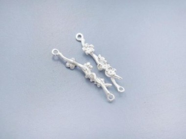 925 Sterling Silver Flower Branch Links, Connectors 5x28mm.