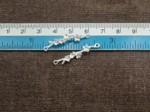 2 of 925 Sterling Silver Flower Branch Links, Connectors 5x28mm.