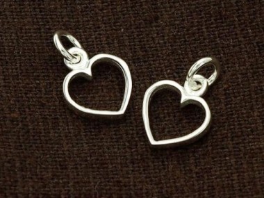 925 Sterling Silver Heart Charms 9mm.