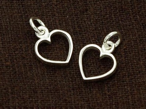 2 of 925 Sterling Silver Heart Charms 9mm. , Polish Finished