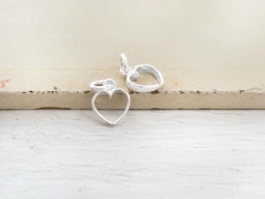 925 Sterling Silver Heart Charms 9mm.