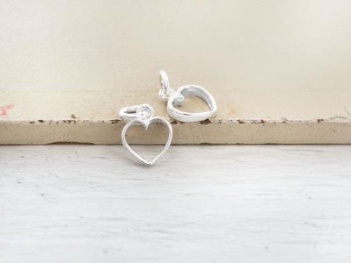 2 of 925 Sterling Silver Heart Charms 9mm. , Polish Finished