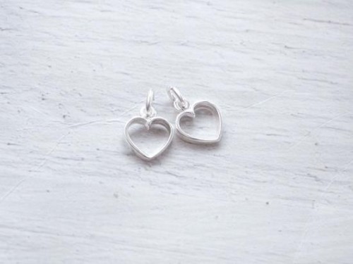 2 of 925 Sterling Silver Heart Charms 9mm. , Polish Finished