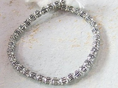 Karen Hill Tribe Silver Imprinted Spacer Beads 3x3.2mm.