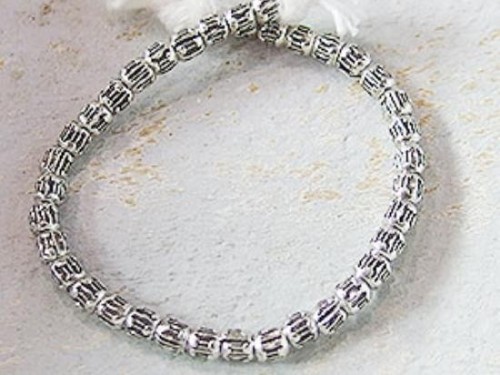 35 of Karen Hill Tribe Silver Imprinted Spacer Beads 3x3.2mm. 4 inches