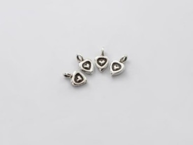 Karen Hill Tribe Silver Imprinted Heart Charms 7x6 mm.