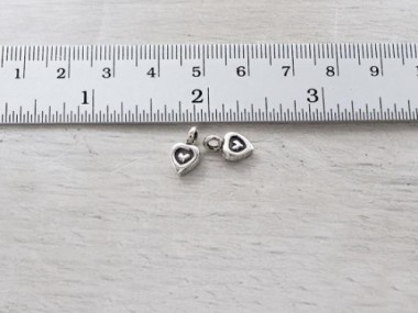 Karen Hill Tribe Silver Imprinted Heart Charms 7x6 mm.