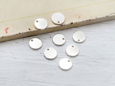 925 Sterling Silver Round Tag Charms 7mm