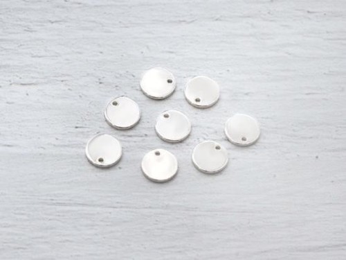 8 of 925 Sterling Silver Round Tag Charms 7mm