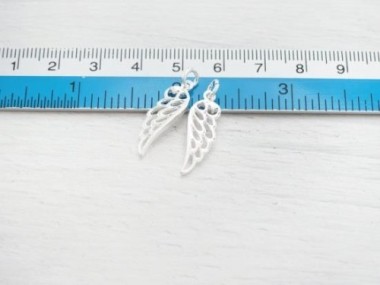 925 Sterling Silver Angel Wing Charms 7x20mm.