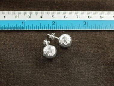 Karen Hill Tribe Silver Hammered Round Stud Earrings 10mm.