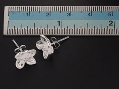 925 Sterling Silver Orchid Stud Earrings 6.5mm.