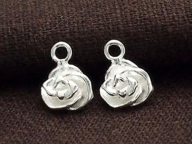 925 Sterling Silver Rose Charms 7x8mm.