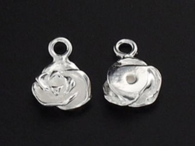 925 Sterling Silver Rose Charms 7x8mm.