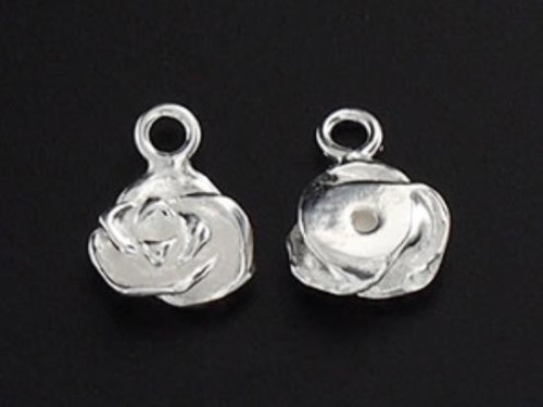 2 of 925 Sterling Silver Rose Charms 7x8mm.