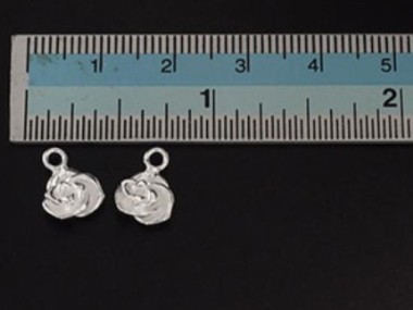 925 Sterling Silver Rose Charms 7x8mm.