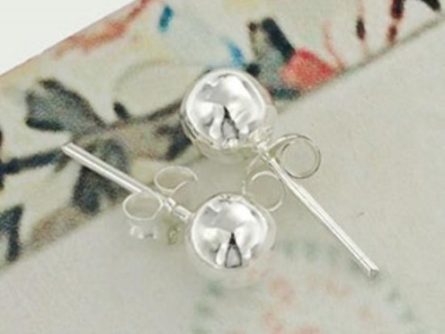 1 pair of 925 Sterling Silver Round Stud Earrings 6mm. , Polish Finished , minimalist earrings