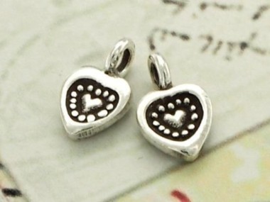 Karen Hill Tribe Silver Heart Charms 6.5 mm.