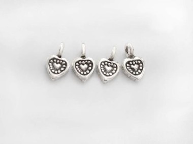 Karen Hill Tribe Silver Heart Charms 6.5 mm.