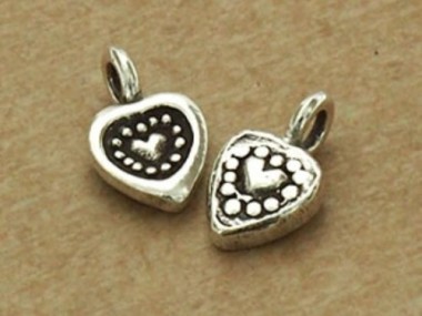 Karen Hill Tribe Silver Heart Charms 6.5 mm.