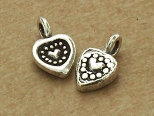 6 of Karen Hill Tribe Silver Heart Charms 6.5 mm.