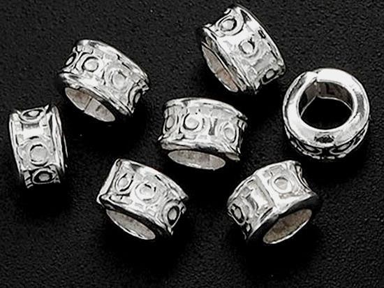 10 of Karen Hill Tribe Silver Imprint Ring Beads 5x3.7mm.