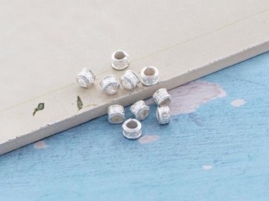 Karen Hill Tribe Silver Imprint Ring Beads 5x3.7mm.