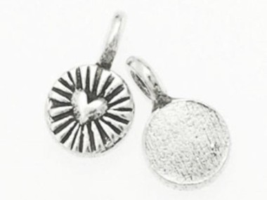 Karen Hill Tribe Silver Heart Imprint Charms 6.4 mm.