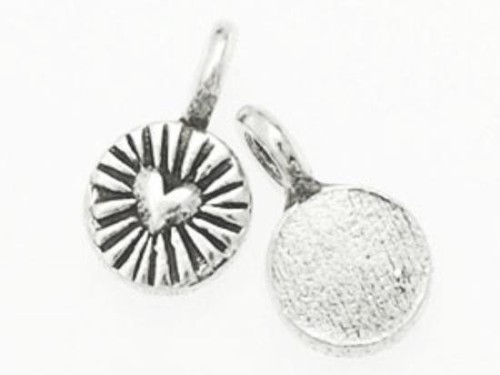 6 of Karen Hill Tribe Silver Heart Imprint Charms 6.4 mm.