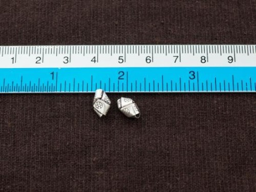 10 of Karen Hill Tribe Silver Imprint Woven Beads 6x10mm.