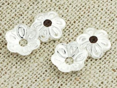 925 Sterling Silver Flower Bead Caps 7 mm.