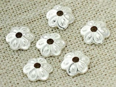 925 Sterling Silver Flower Bead Caps 7 mm.