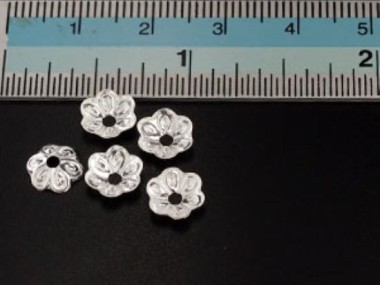 925 Sterling Silver Flower Bead Caps 7 mm.