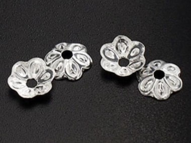 925 Sterling Silver Flower Bead Caps 7 mm.