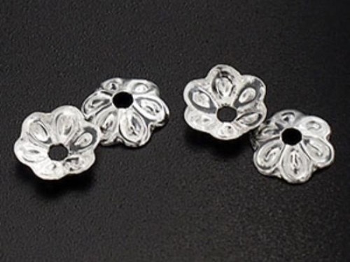 25 of 925 Sterling Silver Flower Bead Caps 7 mm.