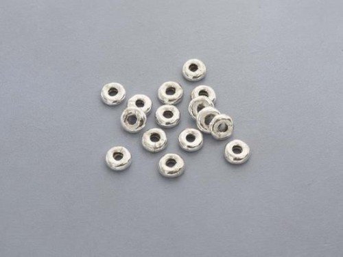 15 of Karen Hill Tribe Silver Plain Disc Beads 6x1.7 mm.