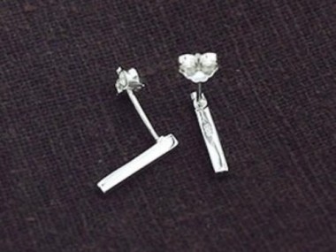 925 Sterling Silver Tiny Rectangle Stick Stud Earrings 2x12mm.,