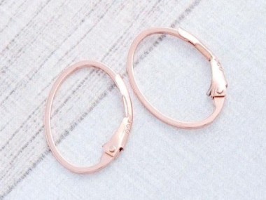 Sterling Silver Rose Gold Vermeil Style Oval Lever Back Earwires 12x17 mm.