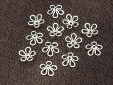 925 Sterling Silver Flower Bead Caps 8 mm.