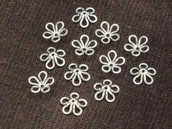 20 of 925 Sterling Silver Flower Bead Caps 8 mm.