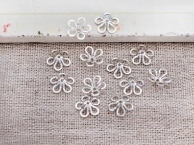 925 Sterling Silver Flower Bead Caps 8 mm.