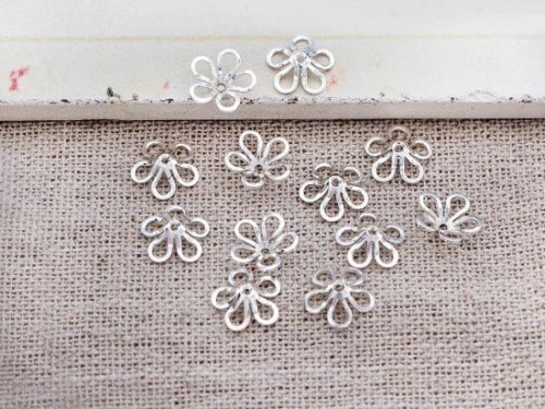 20 of 925 Sterling Silver Flower Bead Caps 8 mm.