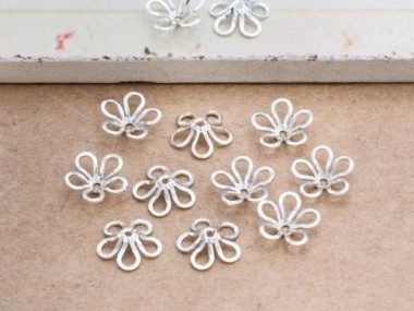 925 Sterling Silver Flower Bead Caps 8 mm.