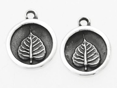 925 Sterling Silver Bodhi Printed Charms 10.7mm.