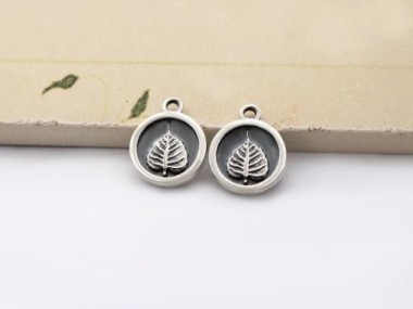 925 Sterling Silver Bodhi Printed Charms 10.7mm.