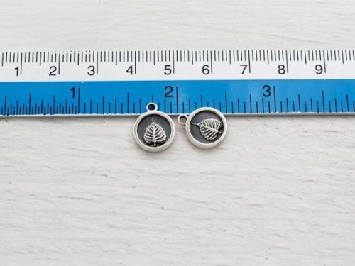 2 of 925 Sterling Silver Bodhi Printed Charms 10.7mm.