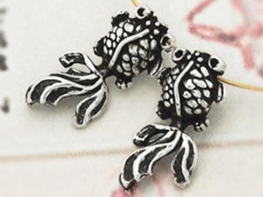 925 Sterling Silver Goldfish Charms 7x16 mm.