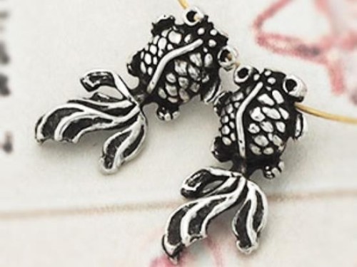 2 of 925 Sterling Silver Goldfish Charms 7x16 mm.