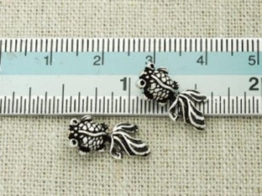 925 Sterling Silver Goldfish Charms 7x16 mm.