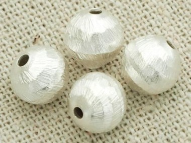 Karen Hill Tribe Silver Brushed Round Beads 8mm.